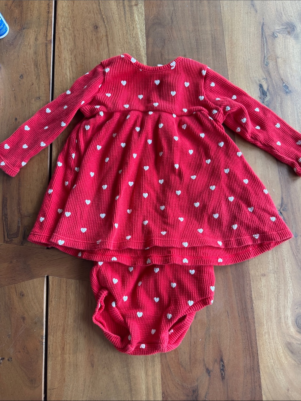 Spearmint Love Red Baby Dress with White Heart Print